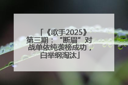 《歌手2025》第三期：“断眉”对战单依纯袭榜成功，白举纲淘汰