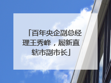 百年央企副总经理王秀峰，履新直辖市副市长