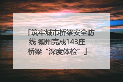 筑牢城市桥梁安全防线 德州完成143座桥梁“深度体检”