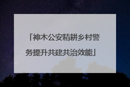 神木公安精耕乡村警务提升共建共治效能