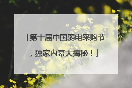 第十届中国弱电采购节，独家内幕大揭秘！