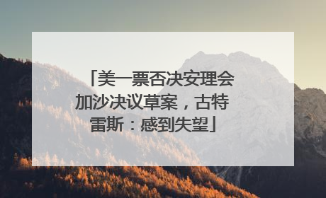 美一票否决安理会加沙决议草案，古特雷斯：感到失望