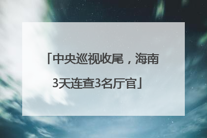 中央巡视收尾，海南3天连查3名厅官