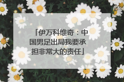 伊万科维奇：中国男足出局我要承担非常大的责任