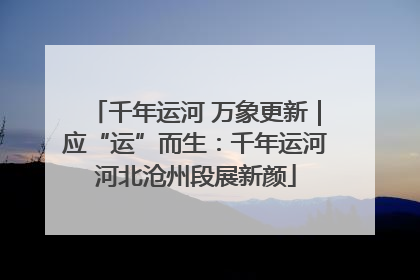 千年运河 万象更新｜应“运”而生：千年运河河北沧州段展新颜