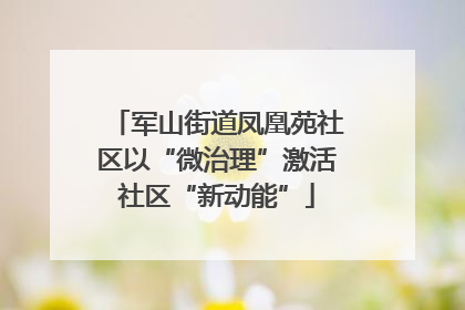 军山街道凤凰苑社区以“微治理”激活社区“新动能”