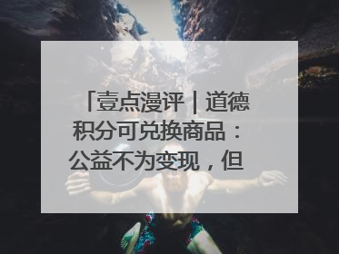 壹点漫评｜道德积分可兑换商品：公益不为变现，但需要更多鼓励
