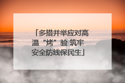 多措并举应对高温“烤”验 筑牢安全防线保民生