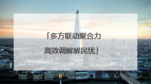 多方联动聚合力 高效调解解民忧