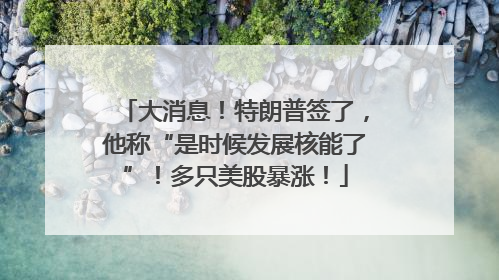 大消息！特朗普签了，他称“是时候发展核能了”！多只美股暴涨！