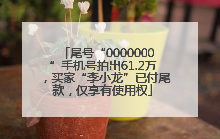 尾号“0000000”手机号拍出61.2万，买家“李小龙”已付尾款，仅享有使用权