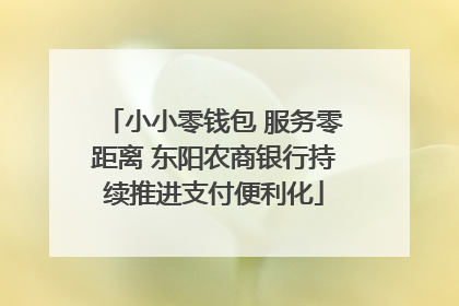 小小零钱包 服务零距离 东阳农商银行持续推进支付便利化