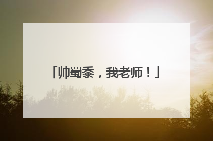 帅蜀黍，我老师！