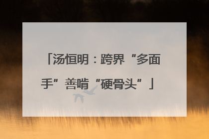 汤恒明：跨界“多面手”善啃“硬骨头”