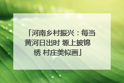 河南乡村振兴：每当黄河日出时 塬上披锦绣 村庄美似画