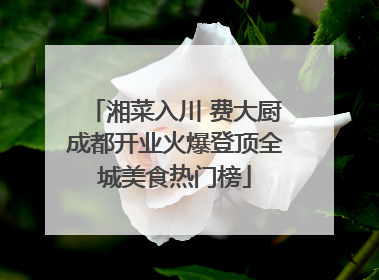 湘菜入川 费大厨成都开业火爆登顶全城美食热门榜