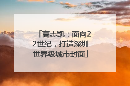 高志凯：面向22世纪，打造深圳世界级城市封面