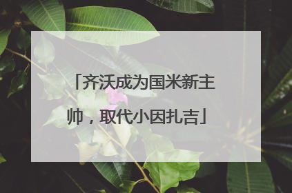 齐沃成为国米新主帅，取代小因扎吉