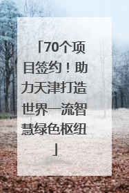 70个项目签约！助力天津打造世界一流智慧绿色枢纽